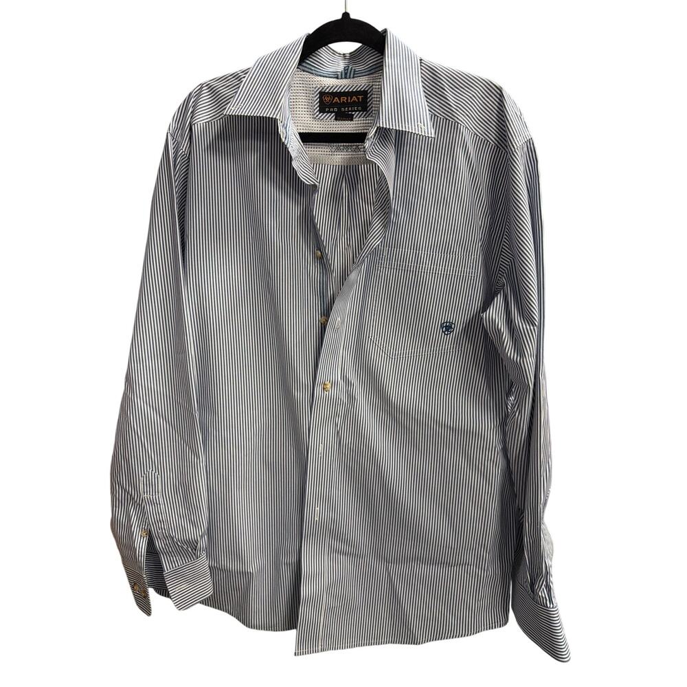 Ariat Pro Series Striped Shirt M Western Cowboy - Picture 3 of 9